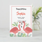 Invitation Flamant rose tropical (Debout devant)