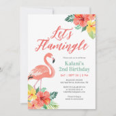 Invitation Flamant rose tropical Anniversaire (Devant)