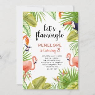 Invitation Flamant rose tropical Aquarelle 21e anniversaire