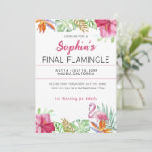 Invitation Flamant rose tropical Bachelorette Party Invitatio (Debout devant)
