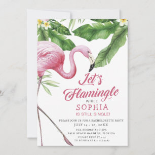 Invitation Flamant rose tropical Bachelorette Party Invitatio