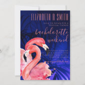Invitation Flamant rose tropical BACHELORETTE WEEKEND Pink Bl (Devant)