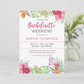 Invitation Flamant rose tropical d'été Bachelorette Invitatio (Debout devant)