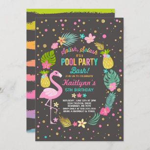 Invitation Flamant rose tropical d'invitation d'anniversaire