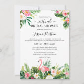 Invitation Flamant rose tropical et Fête des mariées florale (Devant)