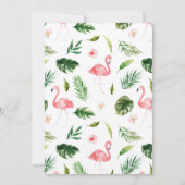 Invitation Flamant rose tropical Feuille Baby shower de scrip (Dos)