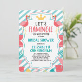 Invitation Flamant rose Tropical Flamingle Fête de l'mariée (Debout devant)