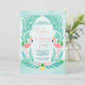 Invitation Flamant rose Tropical Girls - Flamingle fête d'ann (Debout devant)