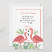 Invitation Flamant rose Tropical merci (Devant)