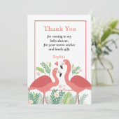 Invitation Flamant rose Tropical merci (Debout devant)