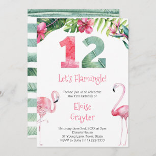Invitation Flamant rose tropical N'importe quel âge Femme fêt