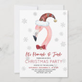 Invitation Flamant rose tropical Plaid Santa Hat Noël (Devant)