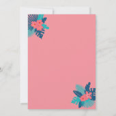 Invitation Flamant rose tropical rose et bleu floral 16e (Dos)