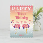 Invitation Flamant Sunset, Cartons d'invitation pe (Debout devant)