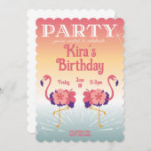 Invitation Flamant Sunset, Invitations personnalis (Devant / Derrière)