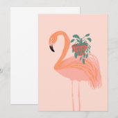 Invitation Flamant tropical avec plante en pot dessinée à la (Devant / Derrière)