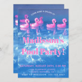 Invitation Flamants gonflables - Fête tropicale au bord de la (Devant / Derrière)