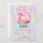 Invitation Flamants roses cool Pool Float holographique (Devant)