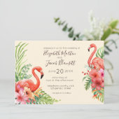 Invitation Flamants roses d'aquarelle tropicale et Mariage d' (Debout devant)