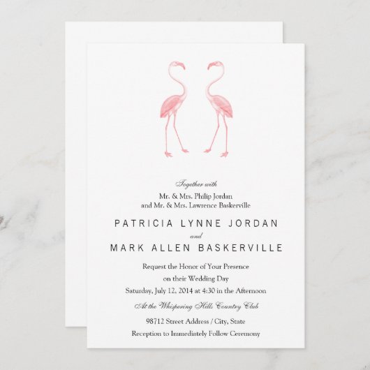 Invitation Flamants roses de façade (Devant / Derrière)