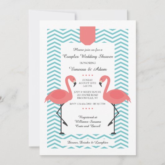 Invitation Flamants Roses Écarlates (Devant)