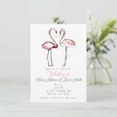 Invitation Flamants Roses Élégants Mariage Peach (Debout devant)