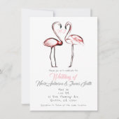 Invitation Flamants Roses Élégants Mariage Peach (Devant)