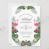 Invitation Flamants roses et ananas Fête des mariées tropical (Devant)