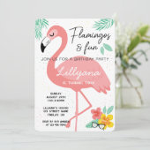 Invitation Flamants roses & Fun Tropical Birthday Party, n'im (Debout devant)