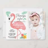 Invitation Flamants roses & Fun Tropical Birthday Photo, N'Im (Devant)
