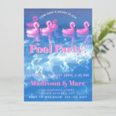Invitation Flamants roses gonflables dans la piscine - Pool P (Debout devant)