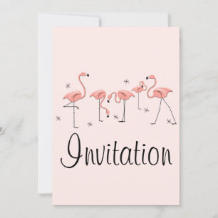 Invitation Flamants roses Groupe rose