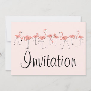 Invitation Flamants roses ligne rose