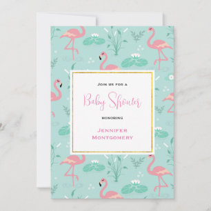Invitation Flamants roses rose Pastel sur Baby shower Motif v