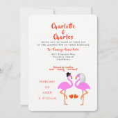 Invitation Flamants roses rose tropicale Amusants Mariage mod (Devant)