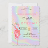 Invitation Flamants roses roses, Anniversaire Holographique (Devant)