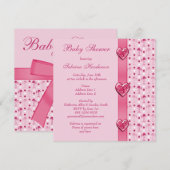 Invitation Flamants roses roses, arc imprimé et baby shower (Devant / Derrière)