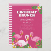 Invitation Flamants roses roses Brunch Fuchsia (Devant / Derrière)
