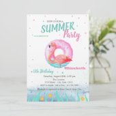 Invitation Flamants roses roses Flotte de la piscine Annivers (Debout devant)