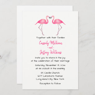 Invitation Flamants roses roses Mariage Tropical Summer Beach