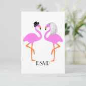 Invitation Flamants roses roses mignons Mariage de mariée et (Debout devant)