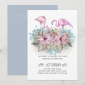 Invitation Flamants roses rouillants Mariage de plage tropica (Devant / Derrière)