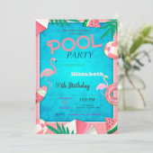 Invitation Flamants roses Watermelon Crème glacée Piscine Ann (Debout devant)