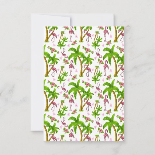 Invitation Flamants tropicaux et fleurs Enregistrez la date d (Dos)