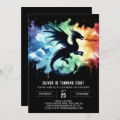 Invitation Flambant Dragon Anniversaire modifiable (Devant / Derrière)