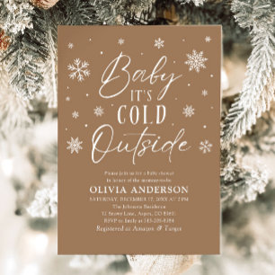 Invitation Flambeau de neige Brown bébé Il fait froid Baby sh