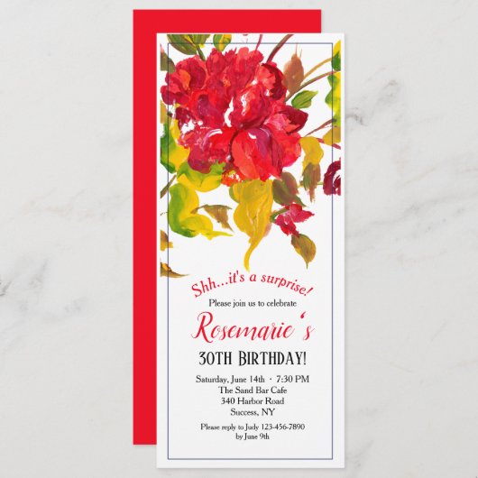 Invitation Flambée d'invitation rouge (Devant / Derrière)