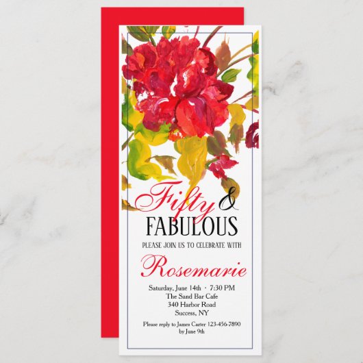 Invitation Flambée d'invitation rouge (Devant / Derrière)