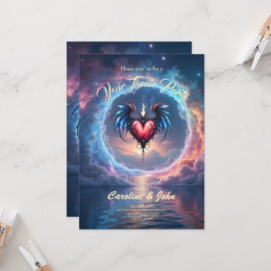 Invitation Flamebound Heart of the Moon – Gothic Cosmic Love (Devant/Arrière en situation)