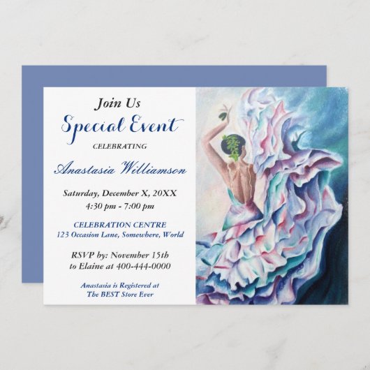 Invitation FLAMENCO DANCING PARTY (Devant / Derrière)